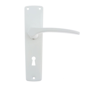 Maner usa interior, cu sild, Urbis, pentru cheie, metal, alb, 54 mm
