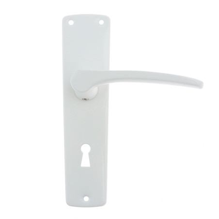 Maner usa interior, cu sild, Urbis, pentru cheie, metal, alb, 54 mm