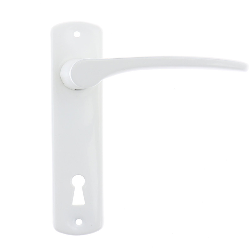 Maner usa interior, cu sild, Urbis, pentru cheie, metal, alb, 72 mm