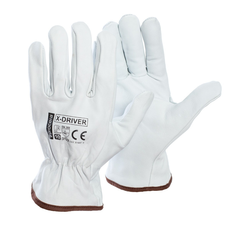 Manusi de protectie Procera X-DRIVER, piele de capra, gri, marimea 10