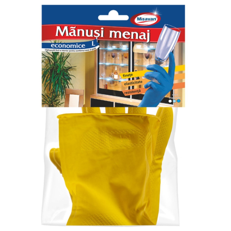 Manusi menaj Misavan, marimea L, latex, galben