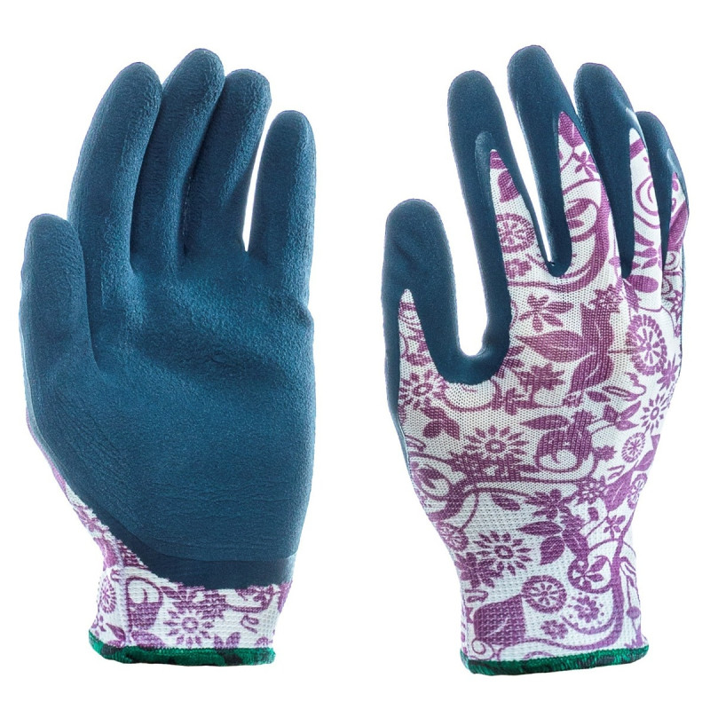 Manusi pentru gradina Garden DCT Violet, poliester + latex, verde + mov, marimea 7