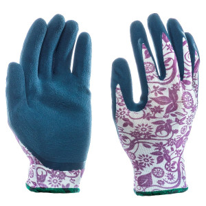 Manusi pentru gradina Garden DCT Violet, poliester + latex, verde + mov, marimea 9