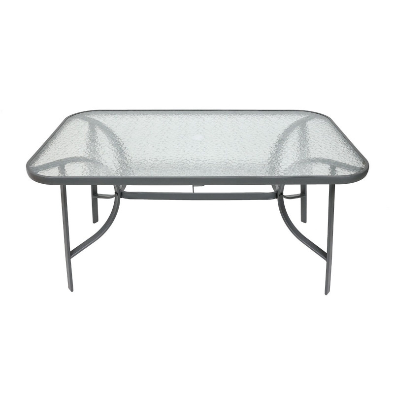 Masa fixa pentru gradina 330.853, metal + sticla, dreptunghiulara, 6 persoane, 148 x 88 x 72 cm