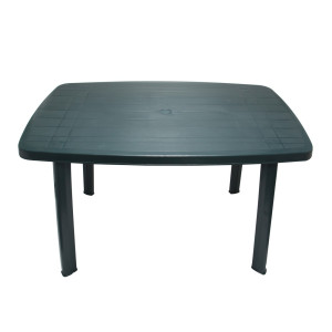 Masa fixa pentru gradina Faro, plastic, dreptunghiulara, 8 persoane, 137 x 85 x 72 cm, verde