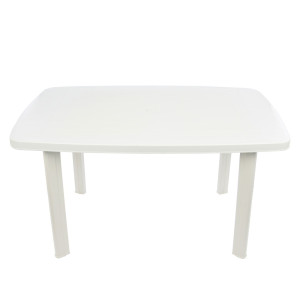 Masa fixa pentru gradina Faro, plastic, dreptunghiulara, 8 persoane, 138 x 87 x 72 cm, alba