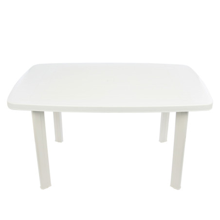 Masa fixa pentru gradina Faro, plastic, dreptunghiulara, 8 persoane, 138 x 87 x 72 cm, alba