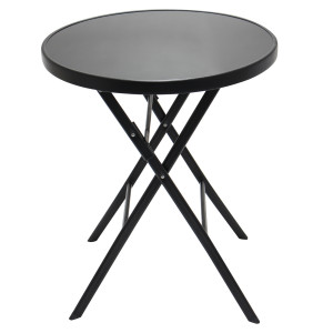 Masa pliabila pentru gradina ZR1254, metal + sticla, rotunda, 2 persoane, 60 x 70 cm