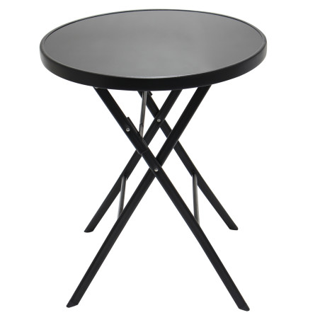 Masa pliabila pentru gradina ZR1254, metal + sticla, rotunda, 2 persoane, 60 x 70 cm