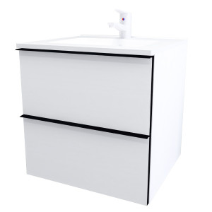 Masca baie + lavoar Kadda Loft 55, cu sertare, alb, suspendat, 55 x 45.5 x 53 cm
