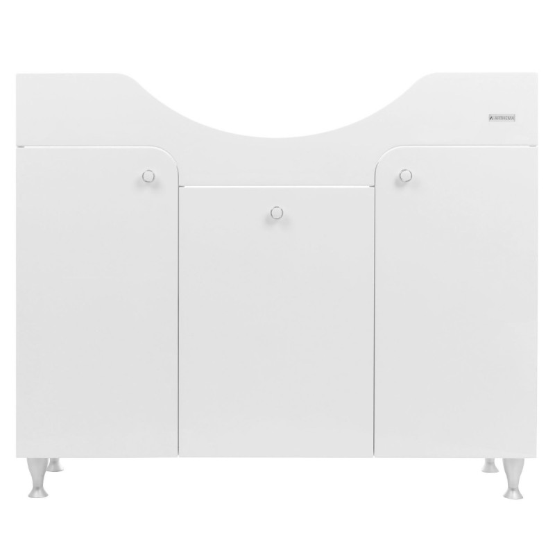 Masca baie pentru lavoar, Arthema Clasic Zenith 140/P-A2, cu usi si cos de rufe, alba, 100.5 x 33.5 x 83.5 cm