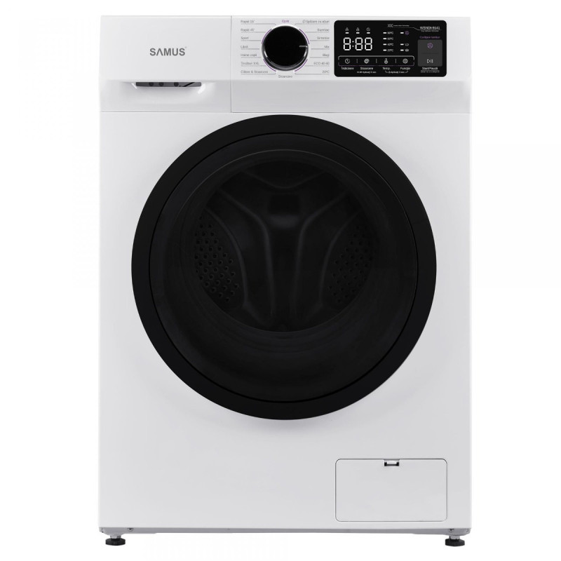 Masina de spalat rufe frontala Samus WSNDI-9141, 9 kg, 1400 rpm, clasa A, adancime 50 cm, motor inverter, functie Abur, program 