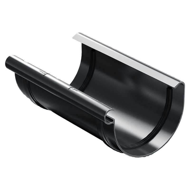 Mufa jgheab, pentru imbinare sistem pluvial, Budmat Proaqua, PVC, gri, semicircular, D 100 mm