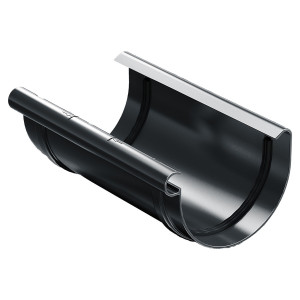 Mufa jgheab, pentru imbinare sistem pluvial, Budmat Proaqua, PVC, gri, semicircular, D 75 mm