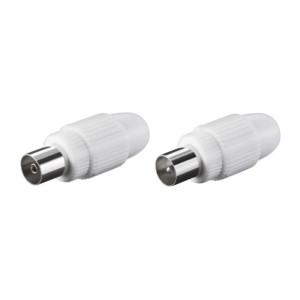 Mufa TV Hoff plastic cu fixare surub tata + mama - set 2 buc, pentru conectare antena la TV