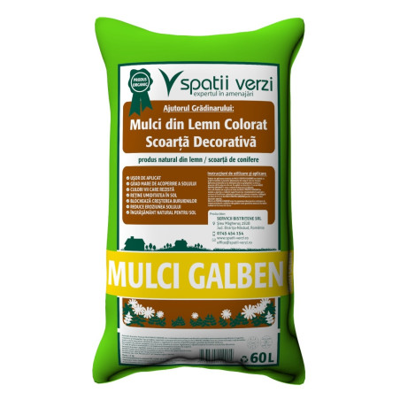 Mulci gradina / scoarta decorativa de copac, Spatii verzi, galben, 60L