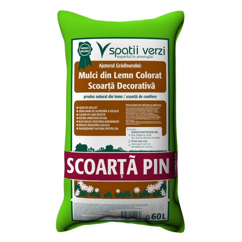 Mulci gradina / scoarta decorativa de copac, Spatii verzi, pin, 60L