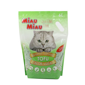 Nisip pisici, tofu, Miau Miau, Aloe Vera, 6 L