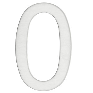 Numar 0 pentru usa / casa, inox, argintiu, interior / exterior, 7.6 x 5 cm
