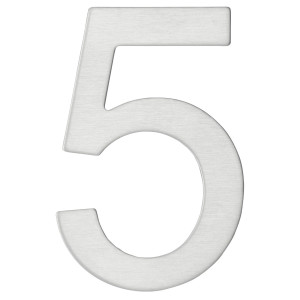 Numar 5 pentru usa / casa, inox, argintiu, interior / exterior, 7.6 x 5 cm