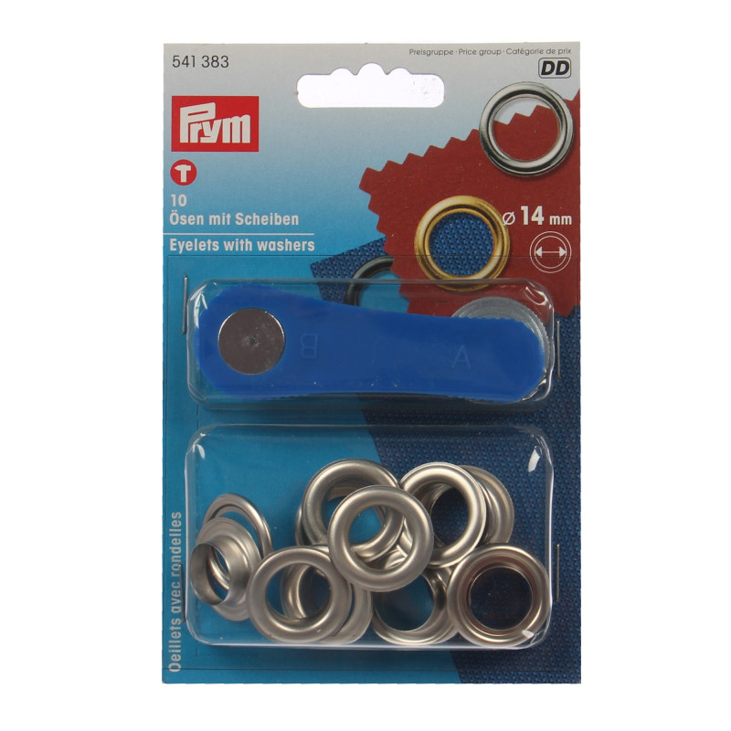 Ocheti metalici, Prym 114541 383, 14 mm, cu saiba, pentru confectii + dispozitiv montare