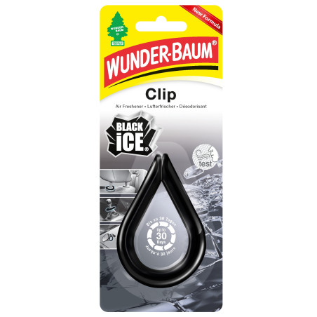 Odorizant auto, colier, Wunder - Baum, Clip Black Ice, 19 x 7.5 x 1 cm