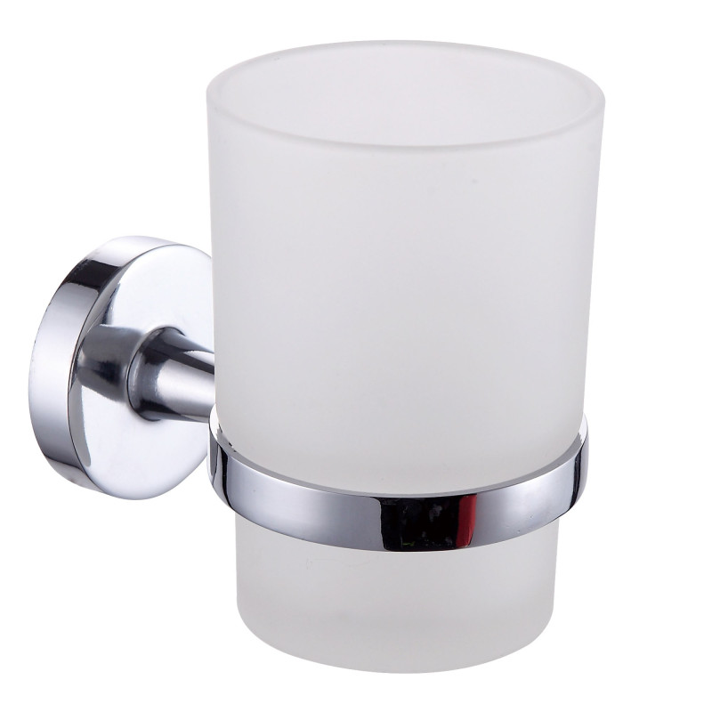 Pahar baie pentru igiena personala, cu suport, Iobagno Alfa AC1505, sticla, 9.5 x 6.5 x 10 cm