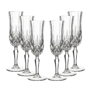 Pahar cu picior sampanie, Opera, din sticla cristalina, 130 ml, set 6 bucati