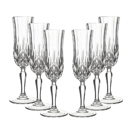 Pahar cu picior sampanie, Opera, din sticla cristalina, 130 ml, set 6 bucati