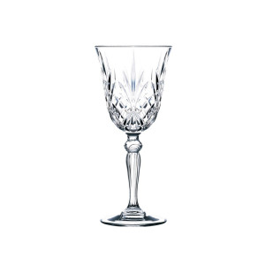 Pahar cu picior vin, Melodia, din sticla cristalina, 210 ml, set 6 bucati