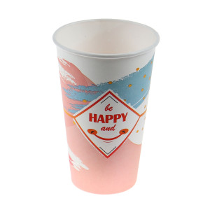 Pahare din carton Be Happy, 450 ml, set 25 bucati