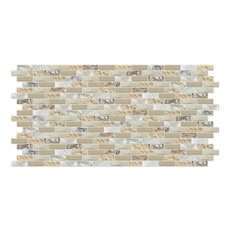Panou decorativ Mosaic Asteria, PVC, crem + alb, 98 x 48 cm, 0.3 mm