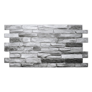 Panou decorativ Silver Slate, PVC, gri, 98 x 49.8 cm, 0.3 mm