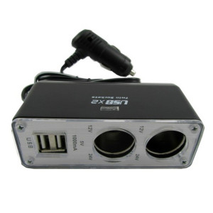 Adaptor priza auto, Carmax, 5949042303111, 2 porturi bricheta, 12 V / 24 V, 2 porturi USB, indicator LED