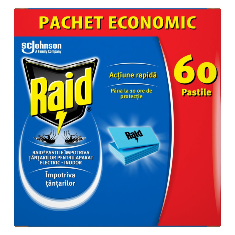 Pastile antitantari Raid, pentru aparat electric, 60 BUC