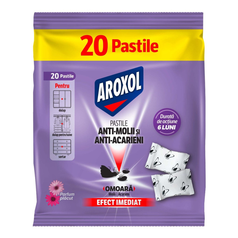 Pastile parfumate antimolii Aroxol, 20 buc / pachet