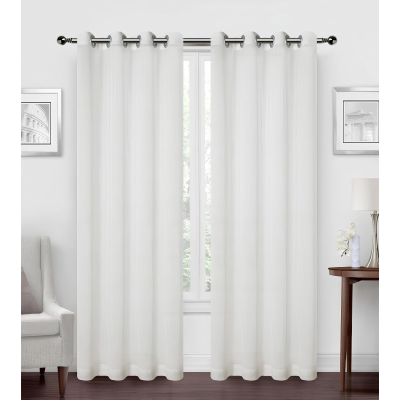Perdea Atria XL-GQS, poliester, fir de plumb, alb, H 280 cm