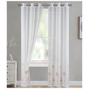 Perdea bucatarie Rustic, Atria, poliester, alb + bej, H 210 cm