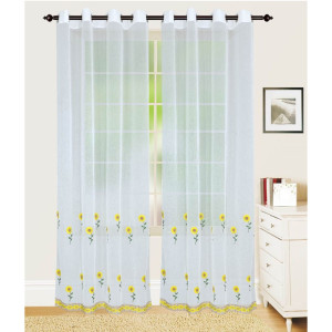 Perdea bucatarie Sunny, Atria, poliester, model floral, H 210 cm