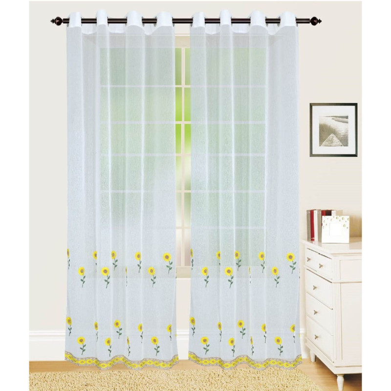 Perdea bucatarie Sunny, Atria, poliester, model floral, H 210 cm