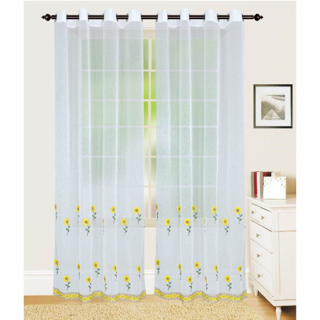 Perdea bucatarie Sunny, Atria, poliester, model floral, H 210 cm
