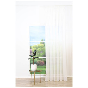 Perdea Mendola Fabrics, model Heritage, Scandi, poliester tip plasa, crem, 300 cm