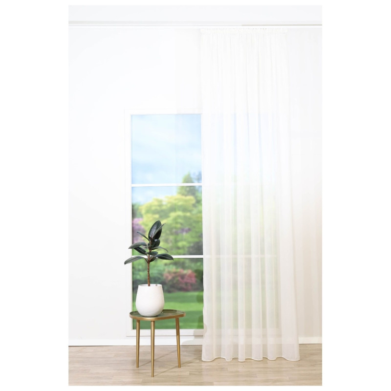 Perdea Mendola Fabrics, model Heritage, Scandi, poliester tip plasa, crem, 300 cm