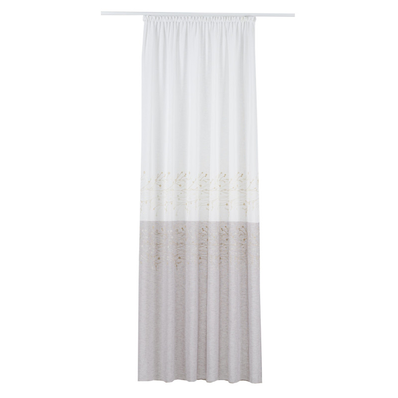 Perdea Mendola Fabrics, model Vella, Monograma, natur, crem, H 280 cm