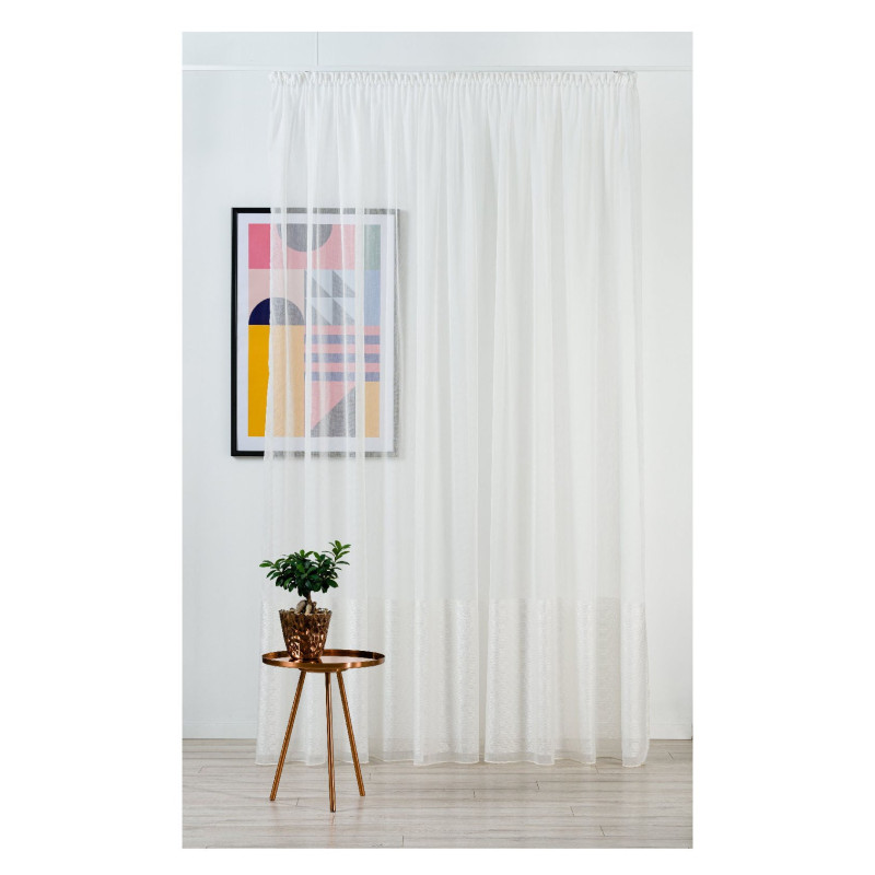 Perdea Mendola Fabrics, model Winona, Monograma, natur, crem, H 300 cm