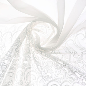 Perdea Zorlu, 62820-01, poliester, broderie, alb, H 280 cm