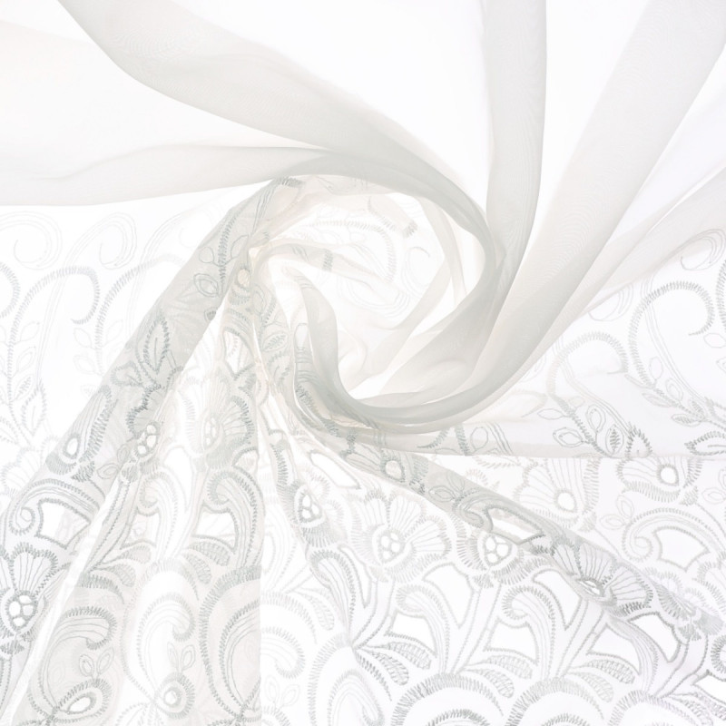 Perdea Zorlu, 62820-01, poliester, broderie, alb, H 280 cm