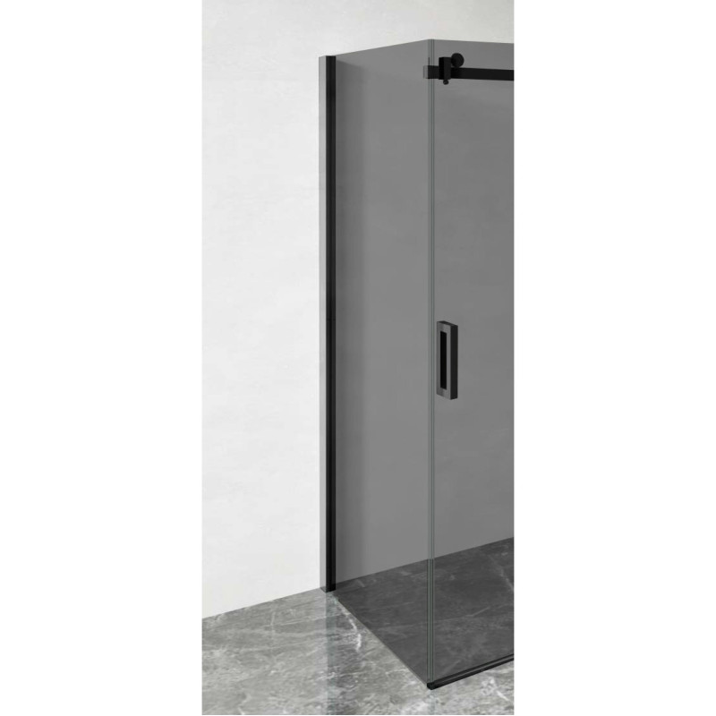Perete fix pentru cabina dus, West PL90WST01, sticla fumurie, profil negru, 90 x 200 cm