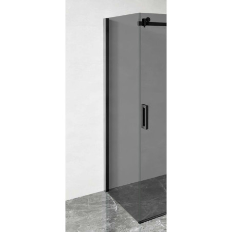 Perete fix pentru cabina dus, West PL90WST01, sticla fumurie, profil negru, 90 x 200 cm