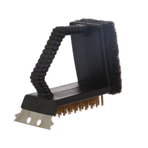 Perie 3 in 1 pentru curatat gratarul Grunman KY1378, metal si plastic, 11 x 10 cm